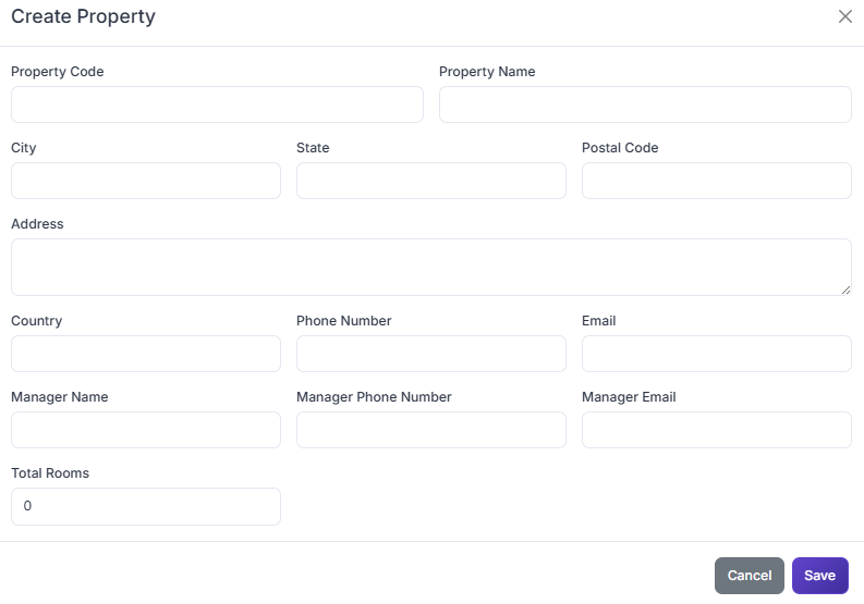Property management screen